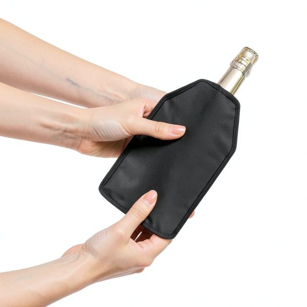 Wine Cooler Sleeve icepac Black Gel Chiller 15.5x21.5x3-3