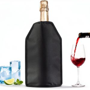 Wine Cooler Sleeve icepac Black Gel Chiller 15.5x21.5x3-0